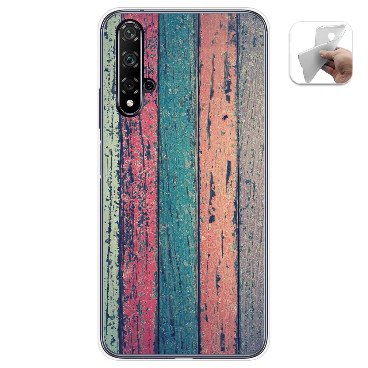 Funda Gel Tpu para Huawei Nova 5T / Honor 20 diseño Madera 10 Dibujos