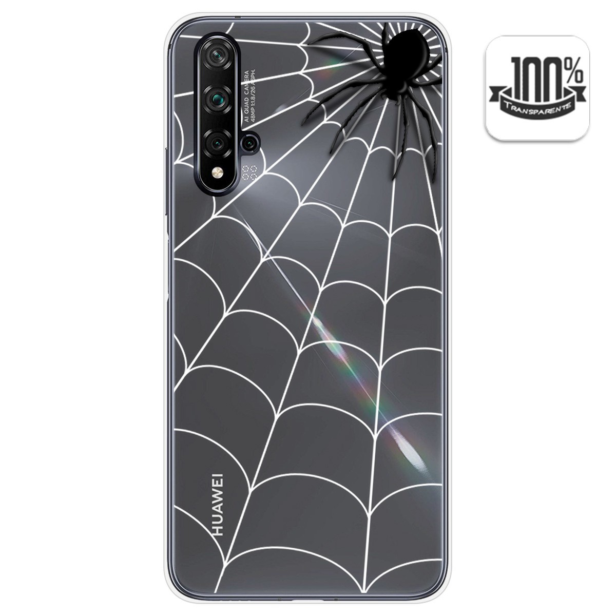 Funda Gel Transparente para Huawei Nova 5T / Honor 20 diseño Araña Dibujos