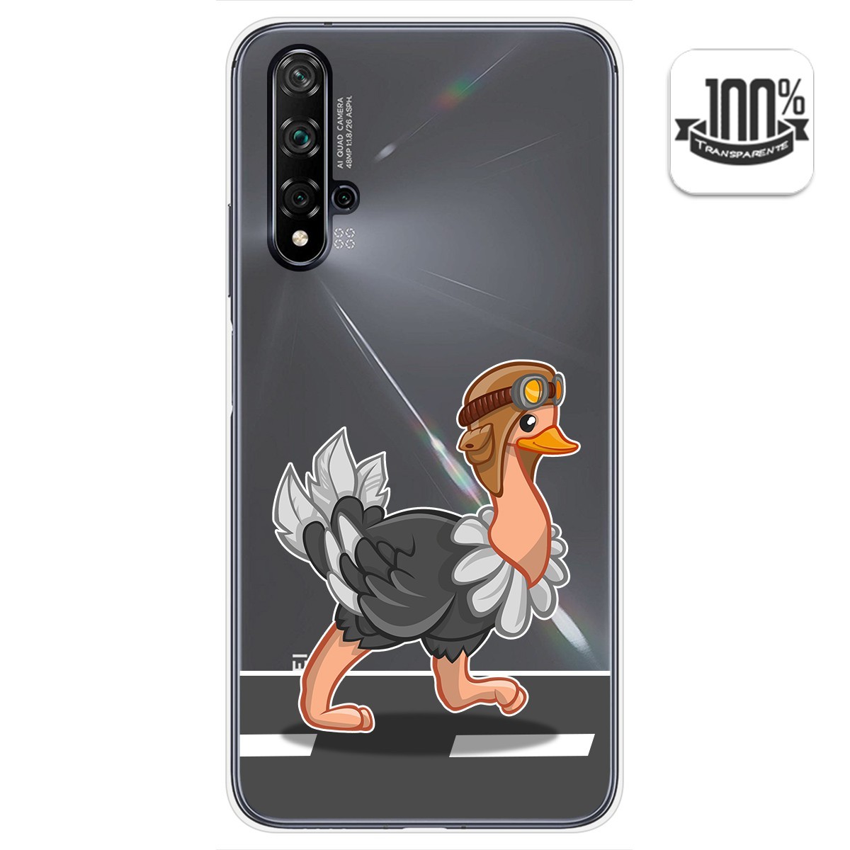 Funda Gel Transparente para Huawei Nova 5T / Honor 20 diseño Avestruz Dibujos