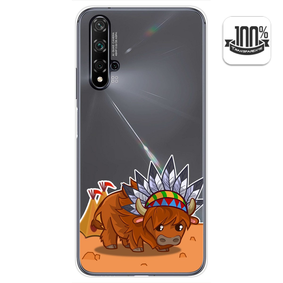 Funda Gel Transparente para Huawei Nova 5T / Honor 20 diseño Bufalo Dibujos