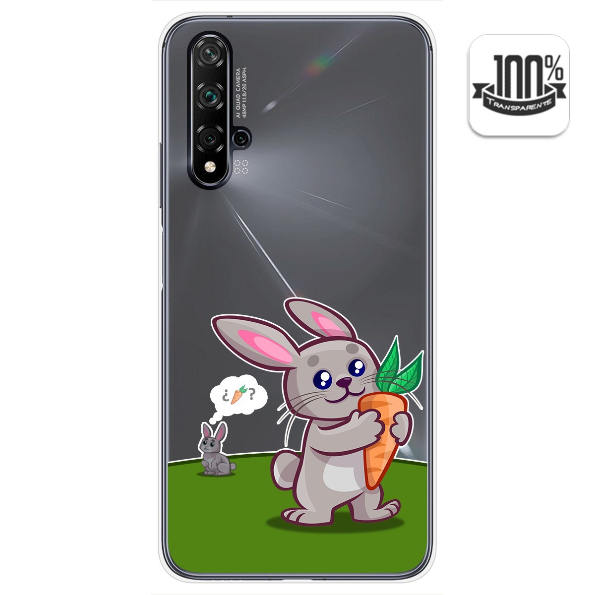 Funda Gel Transparente para Huawei Nova 5T / Honor 20 diseño Conejo Dibujos