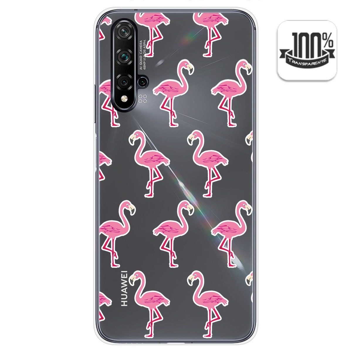 Funda Gel Transparente para Huawei Nova 5T / Honor 20 diseño Flamenco Dibujos