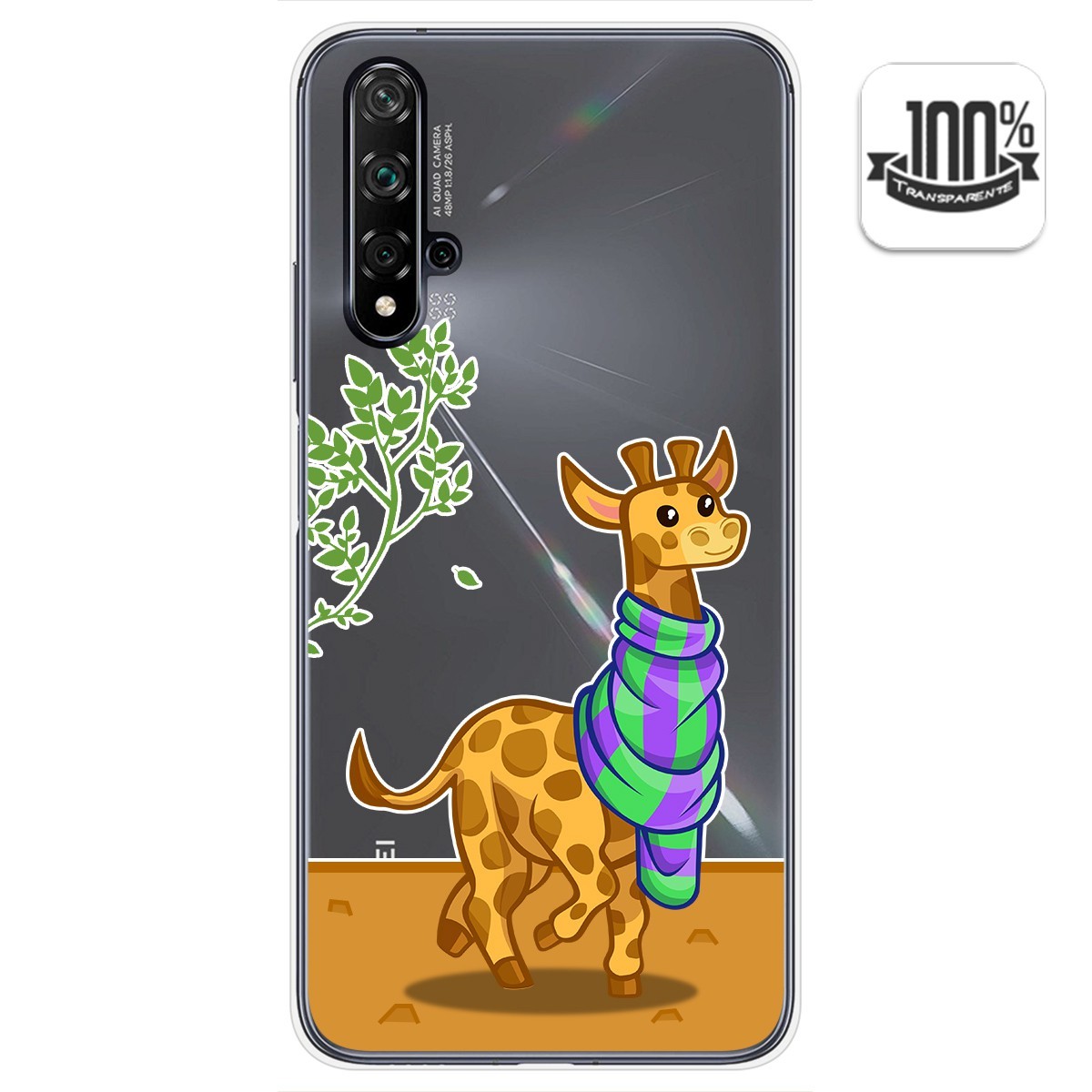 Funda Gel Transparente para Huawei Nova 5T / Honor 20 diseño Jirafa Dibujos