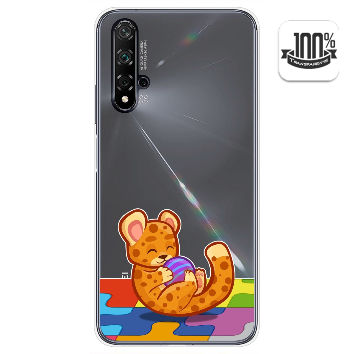 Funda Gel Transparente para Huawei Nova 5T / Honor 20 diseño Leopardo Dibujos