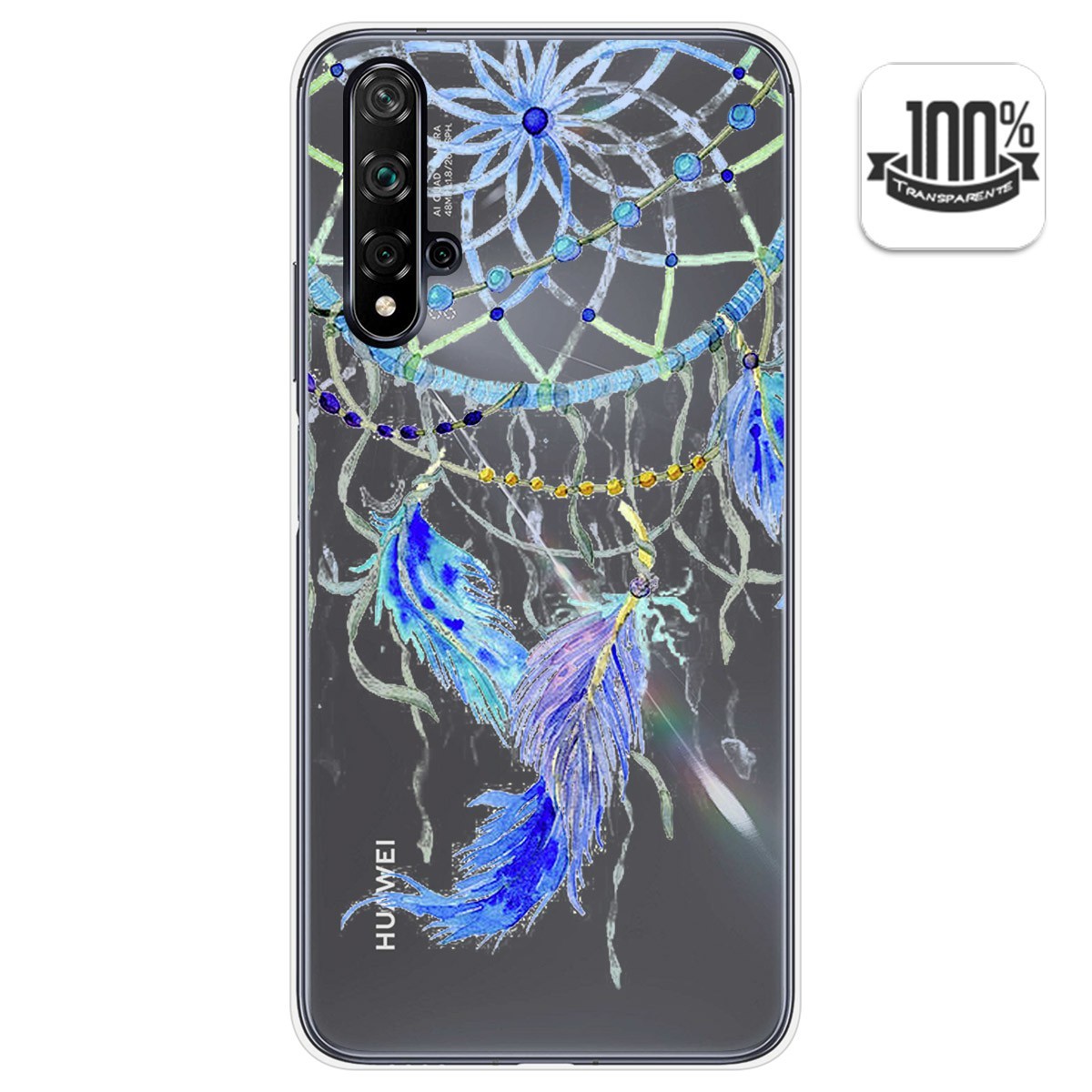 Funda Gel Transparente para Huawei Nova 5T / Honor 20 diseño Plumas Dibujos