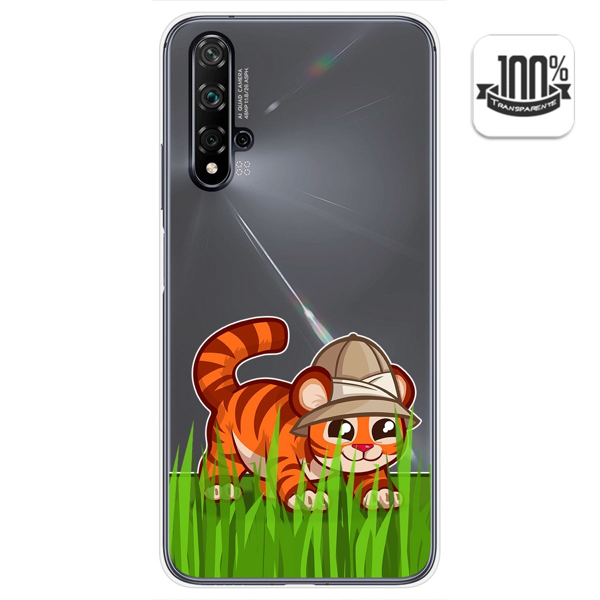 Funda Gel Transparente para Huawei Nova 5T / Honor 20 diseño Tigre Dibujos