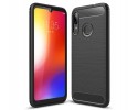 Funda Gel Tpu Tipo Carbon Negra para Motorola Moto E6 Plus