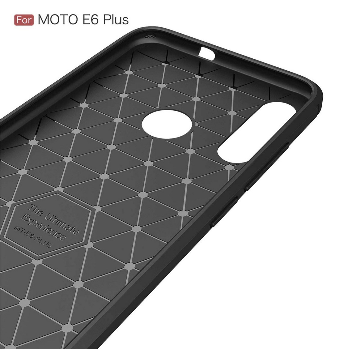 Funda Gel Tpu Tipo Carbon Negra para Motorola Moto E6 Plus