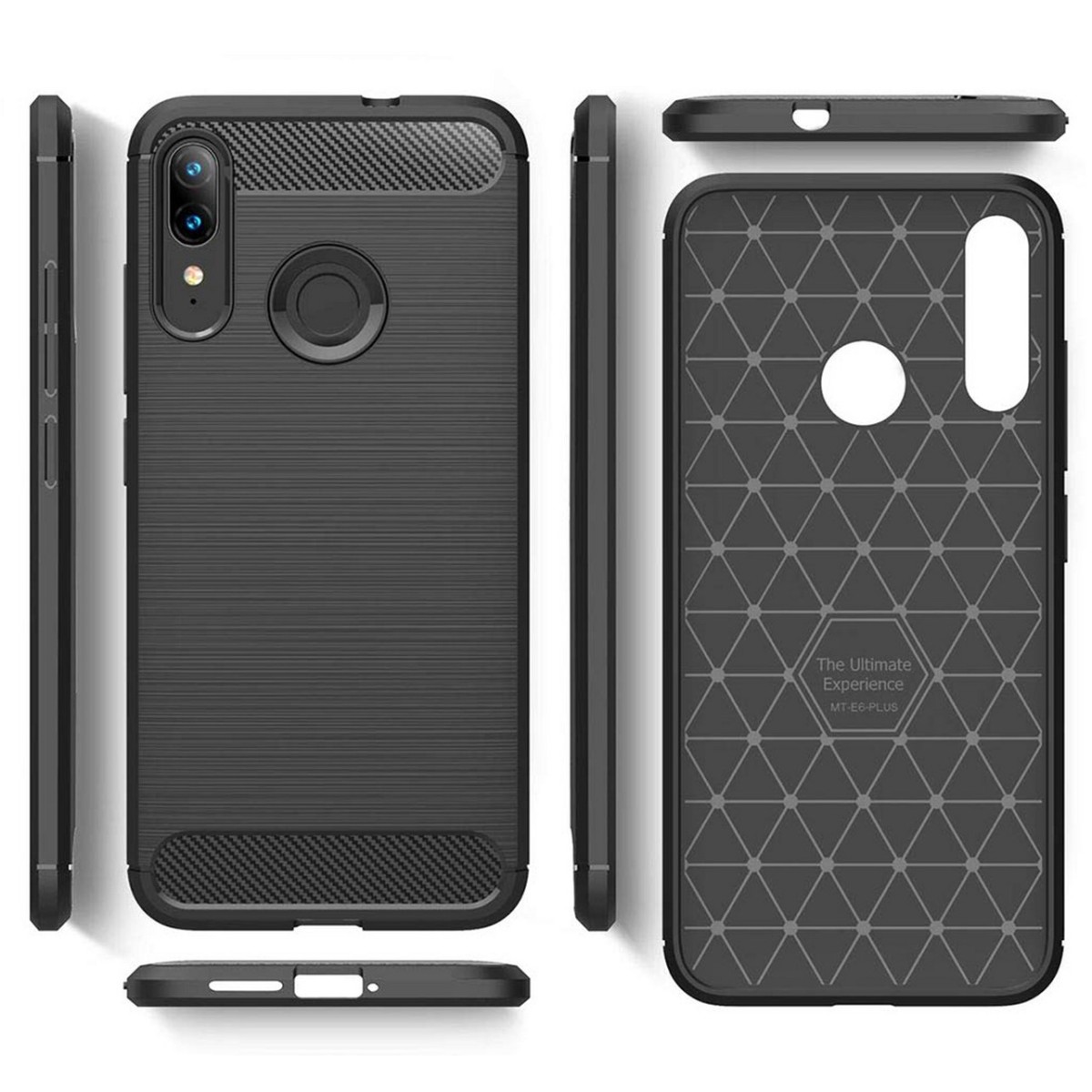 Funda Gel Tpu Tipo Carbon Negra para Motorola Moto E6 Plus