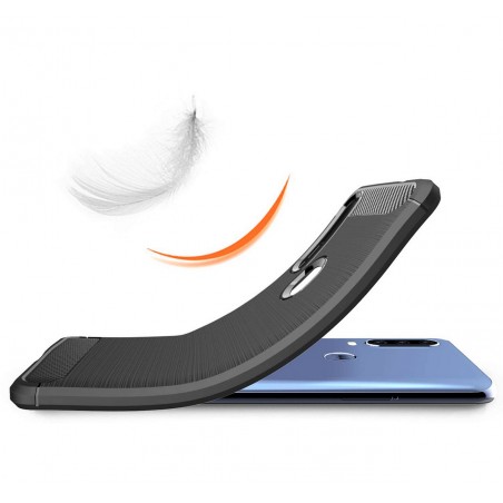 Funda Gel Tpu Tipo Carbon Negra para Motorola One Action