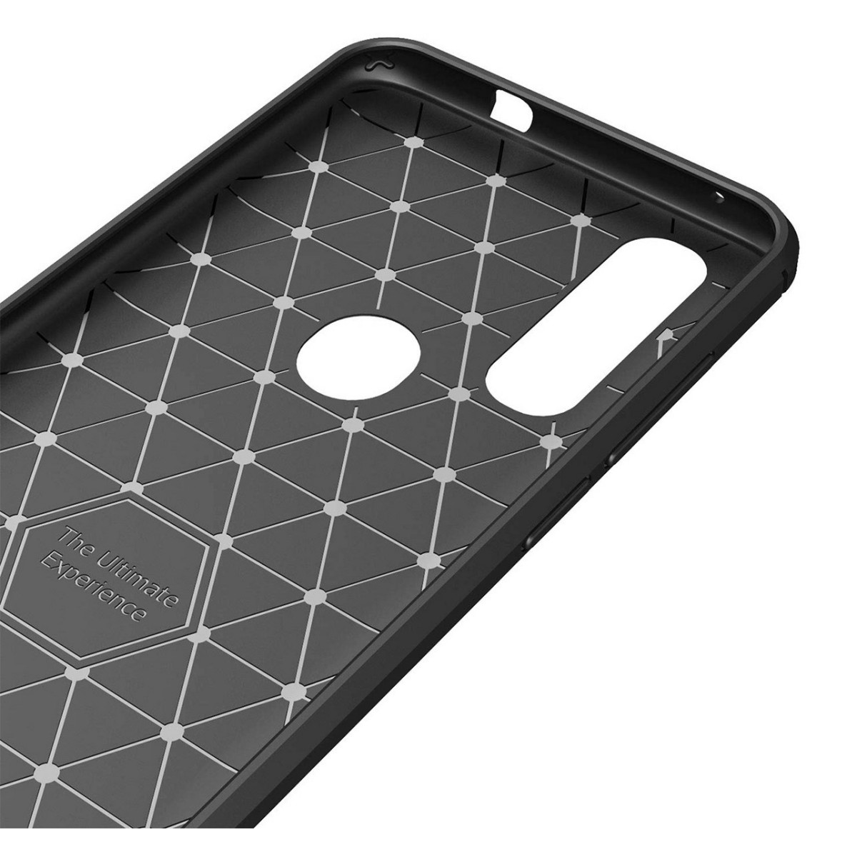 Funda Gel Tpu Tipo Carbon Negra para Motorola One Action