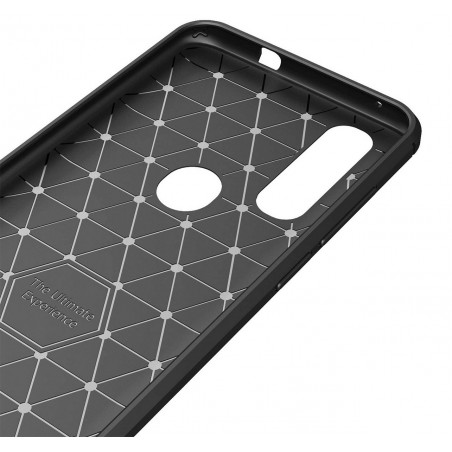 Funda Gel Tpu Tipo Carbon Negra para Motorola One Action