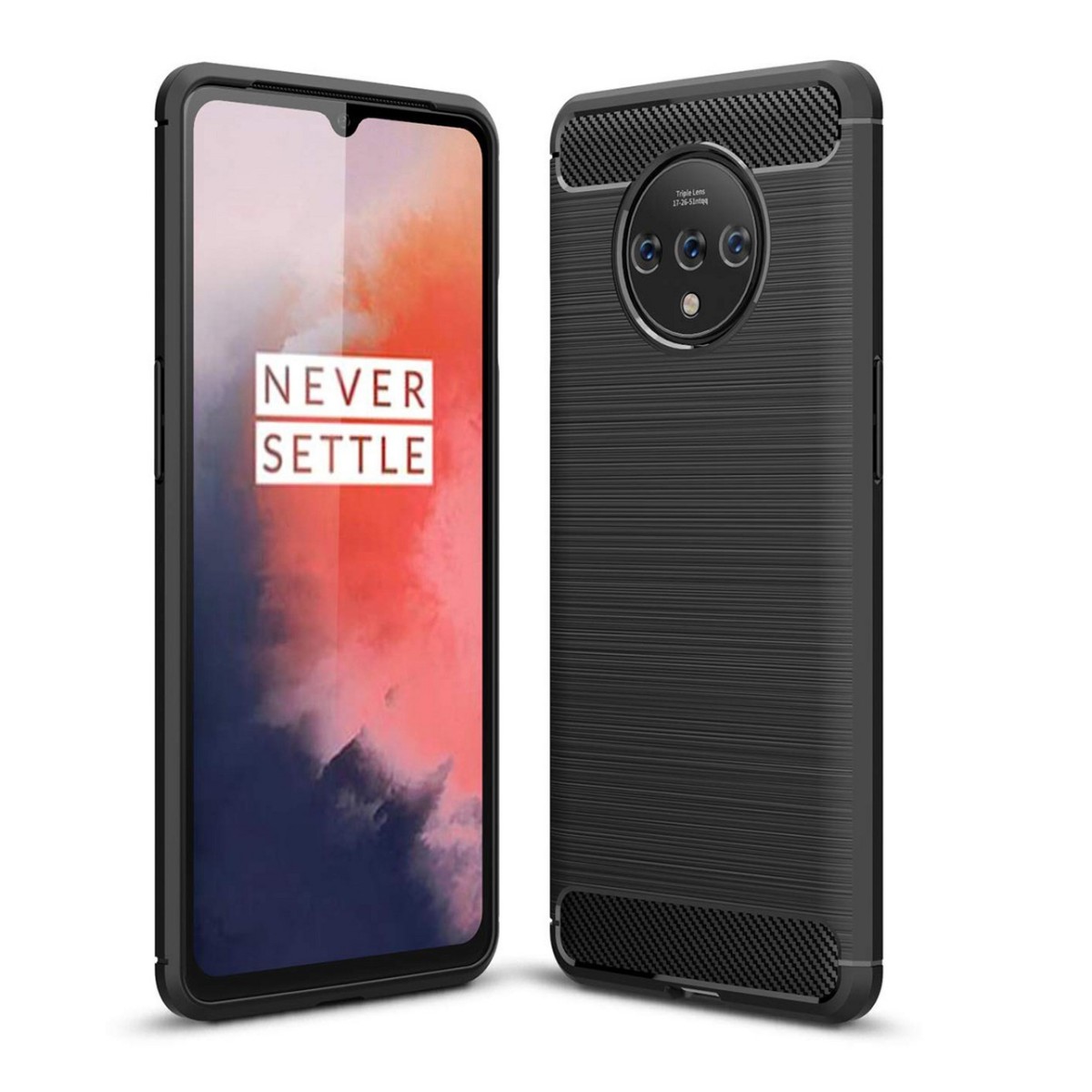 Funda Gel Tpu Tipo Carbon Negra para Oneplus 7T