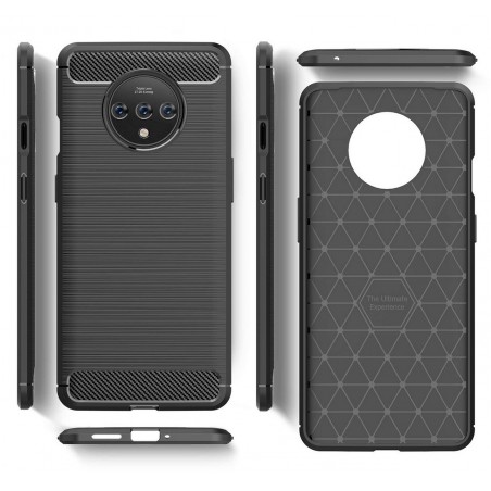Funda Gel Tpu Tipo Carbon Negra para Oneplus 7T