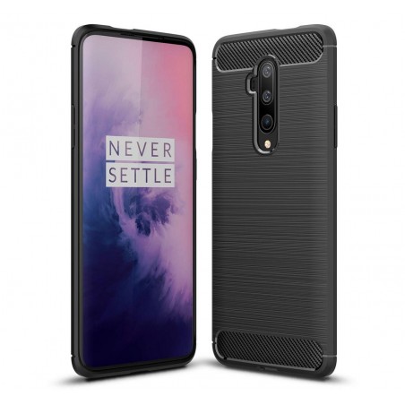 Funda Gel Tpu Tipo Carbon Negra para Oneplus 7T Pro