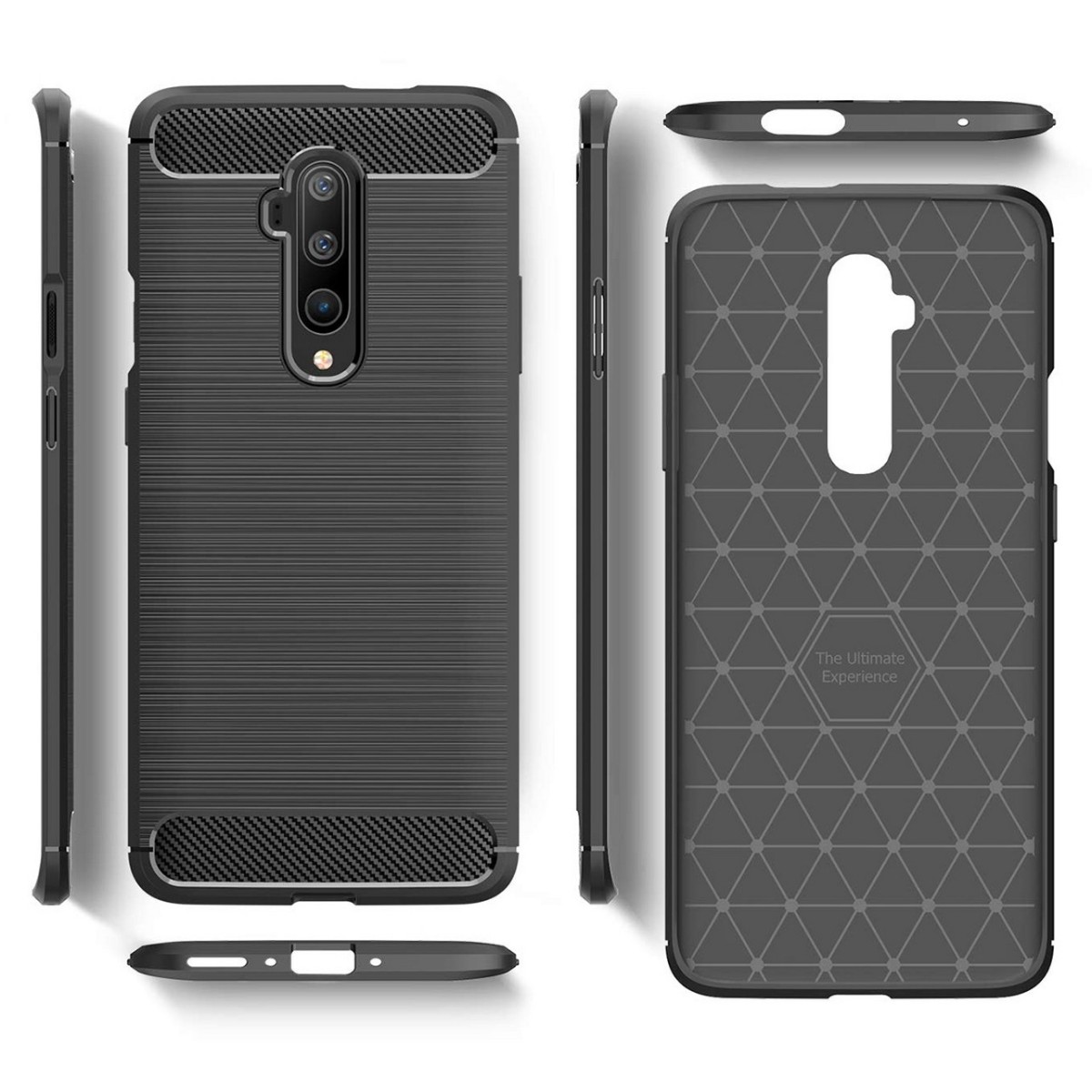 Funda Gel Tpu Tipo Carbon Negra para Oneplus 7T Pro