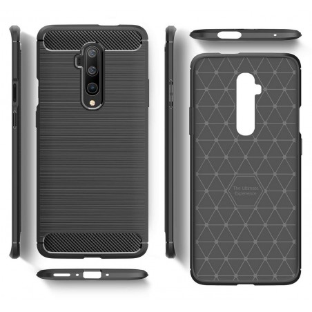 Funda Gel Tpu Tipo Carbon Negra para Oneplus 7T Pro