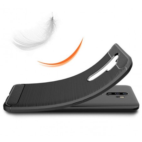 Funda Gel Tpu Tipo Carbon Negra para Oppo A5 2020