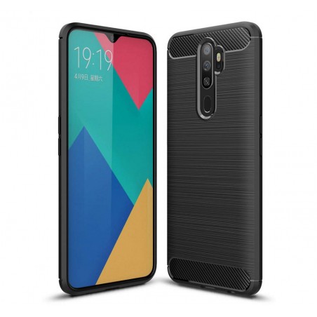 Funda Gel Tpu Tipo Carbon Negra para Oppo A9 2020