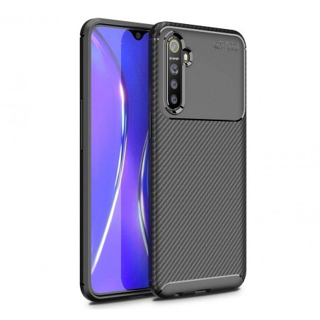 Funda Gel Tpu Tipo Carbon Negra para Realme X2