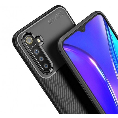 Funda Gel Tpu Tipo Carbon Negra para Realme X2