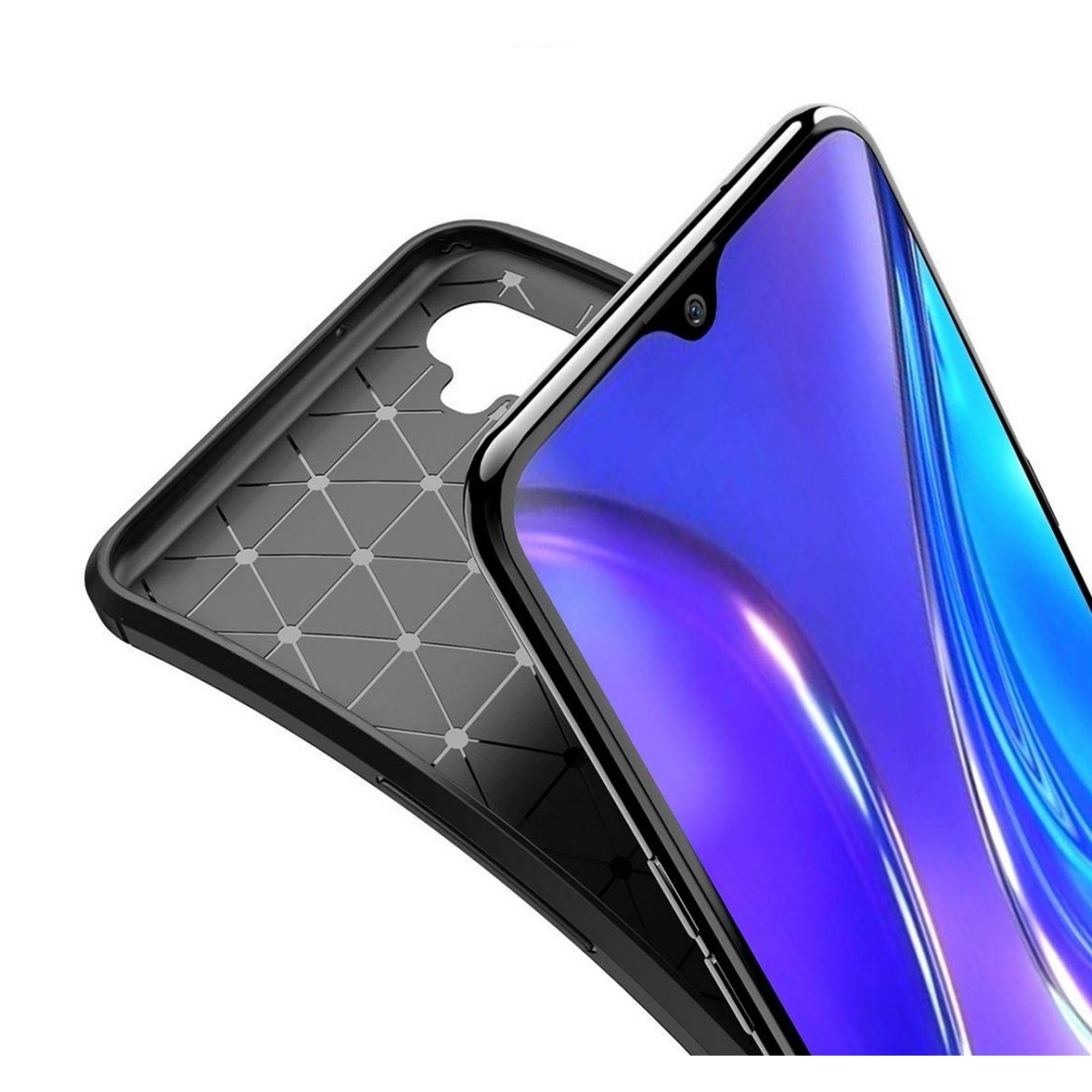Funda Gel Tpu Tipo Carbon Negra para Realme X2