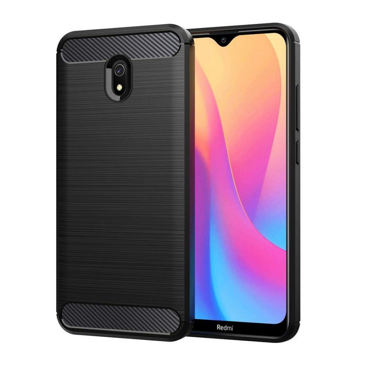 Funda Gel Tpu Tipo Carbon Negra para Xiaomi Redmi 8A