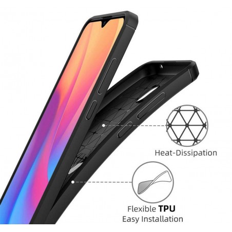 Funda Gel Tpu Tipo Carbon Negra para Xiaomi Redmi 8A