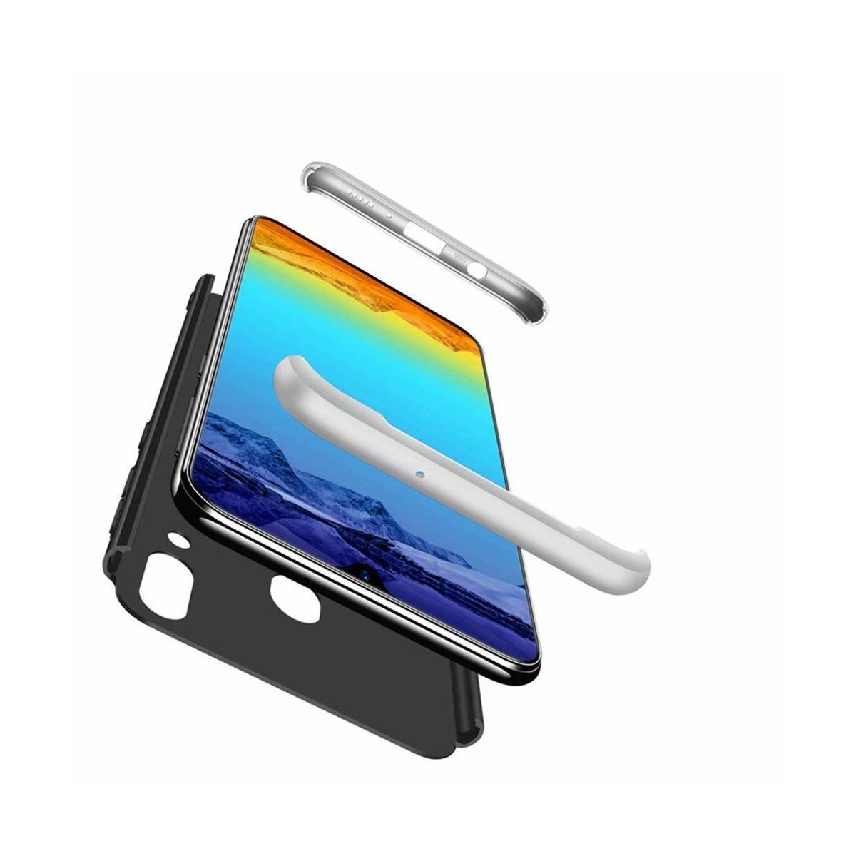 Funda Carcasa GKK 360 para Samsung Galaxy A40 Color Negra / Plata