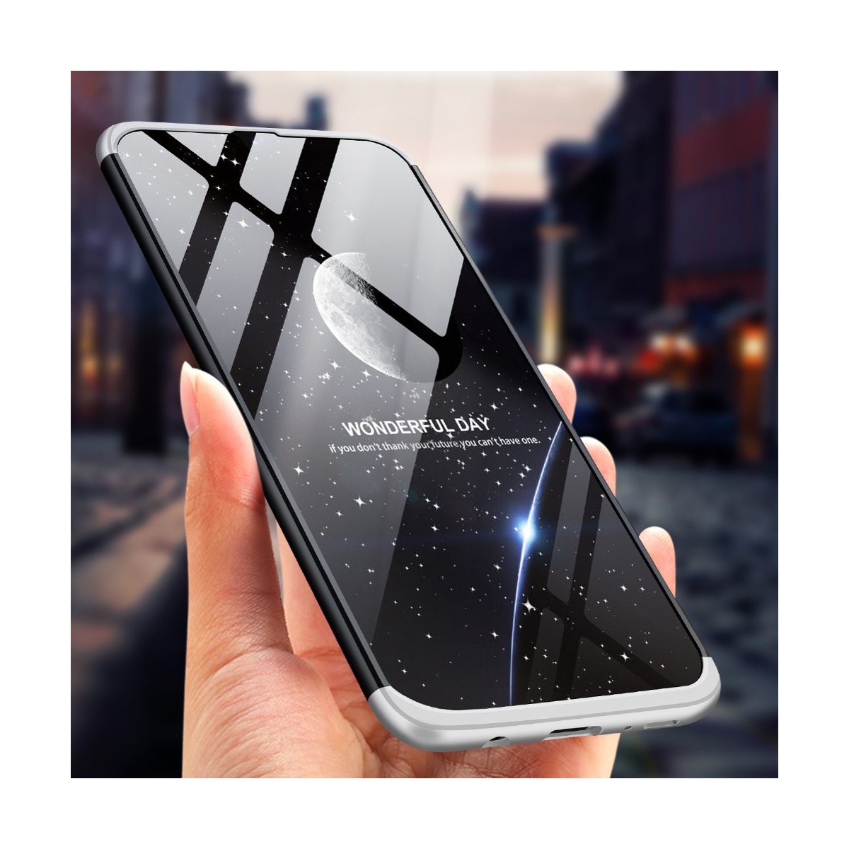 Funda Carcasa GKK 360 para Samsung Galaxy A70 Color Negra / Plata