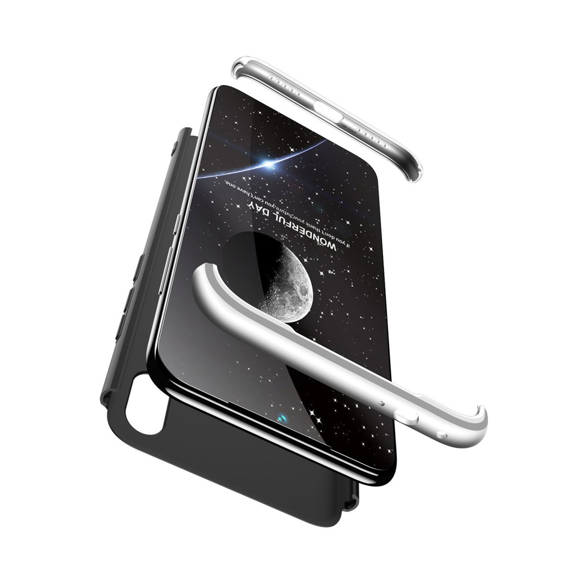 Funda Carcasa GKK 360 para Xiaomi Redmi 7 Color Negra / Plata