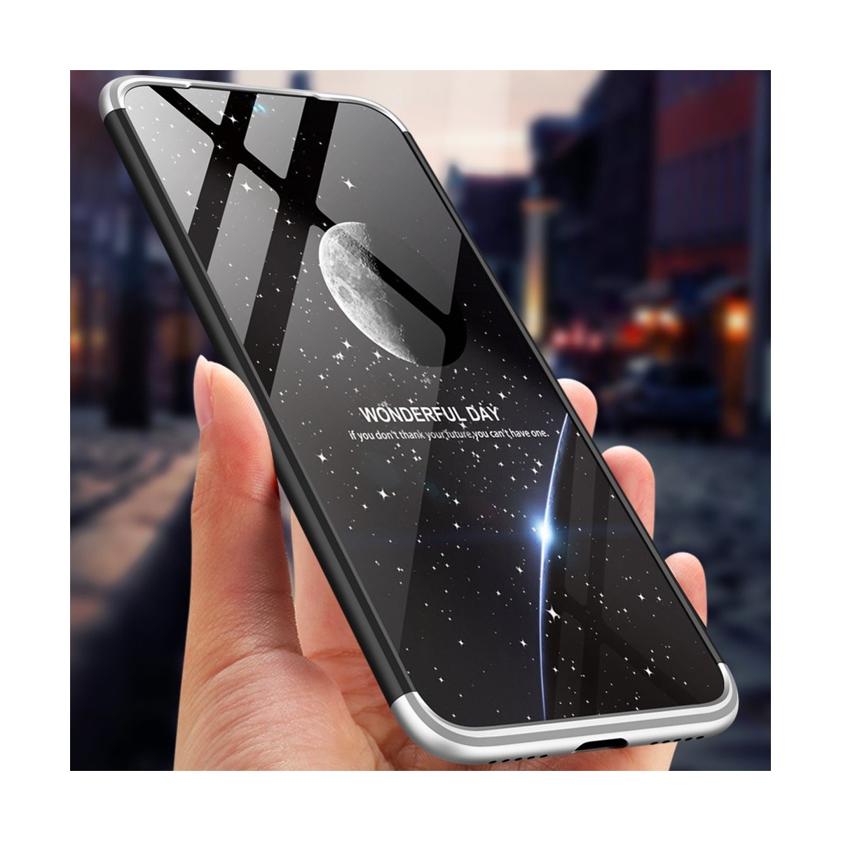 Funda Carcasa GKK 360 para Xiaomi Redmi 7 Color Negra / Plata