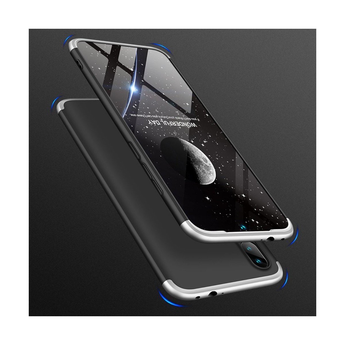 Funda Carcasa GKK 360 para Xiaomi Redmi 7 Color Negra / Plata