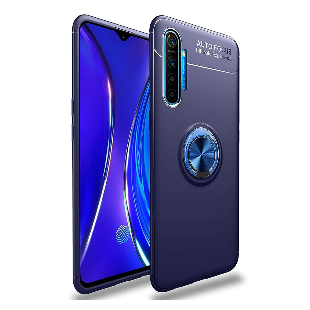 Funda Magnetica Soporte con Anillo Giratorio 360 para Realme X2 Azul