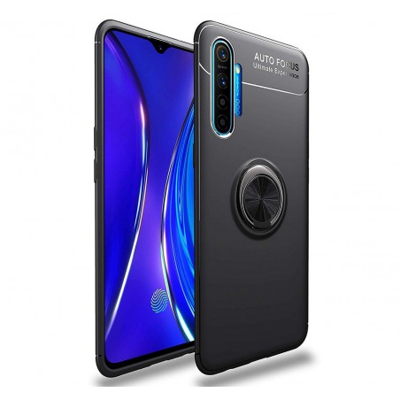 Funda Magnetica Soporte con Anillo Giratorio 360 para Realme X2 Negra