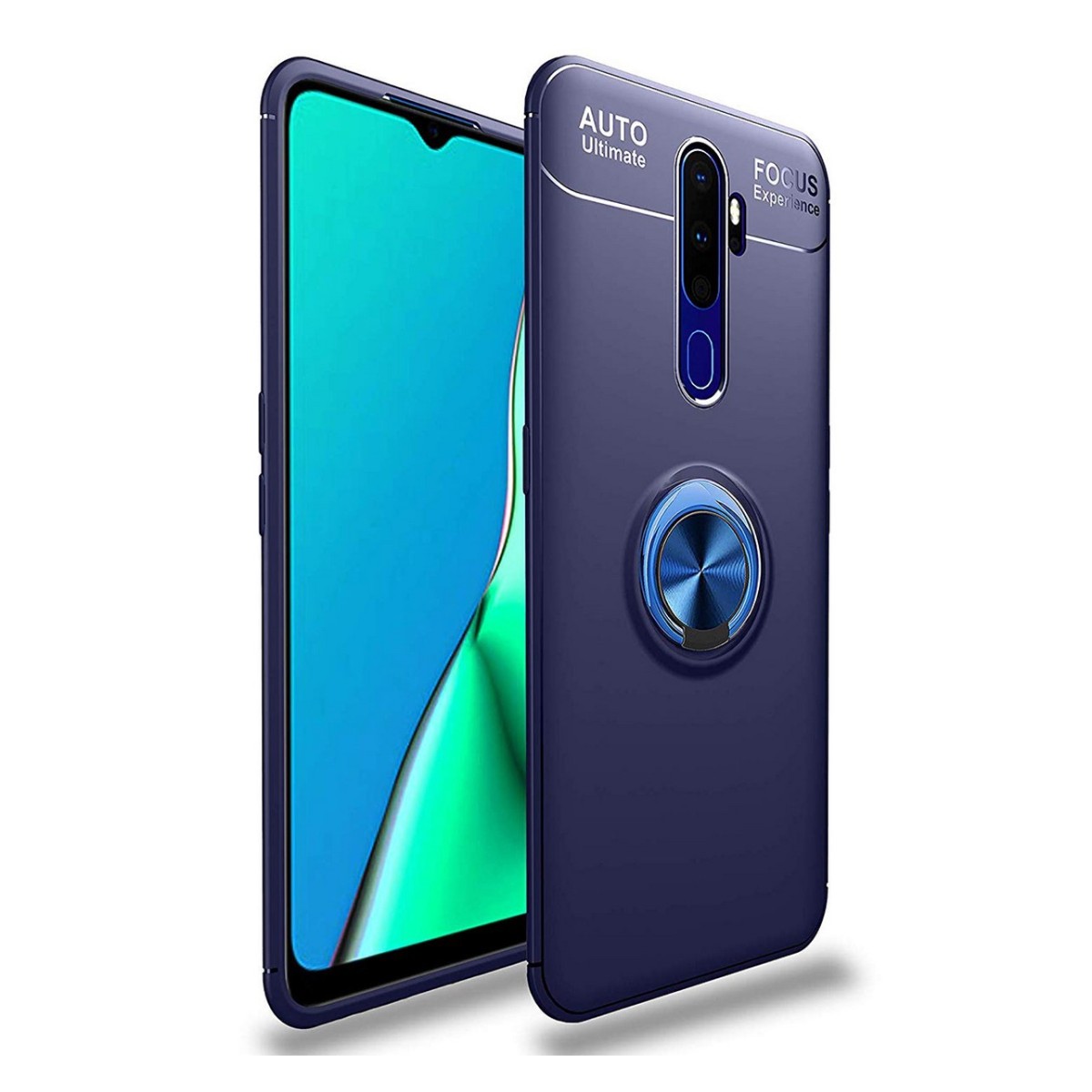 Funda Magnetica Soporte con Anillo Giratorio 360 para Realme X2 Pro Azul
