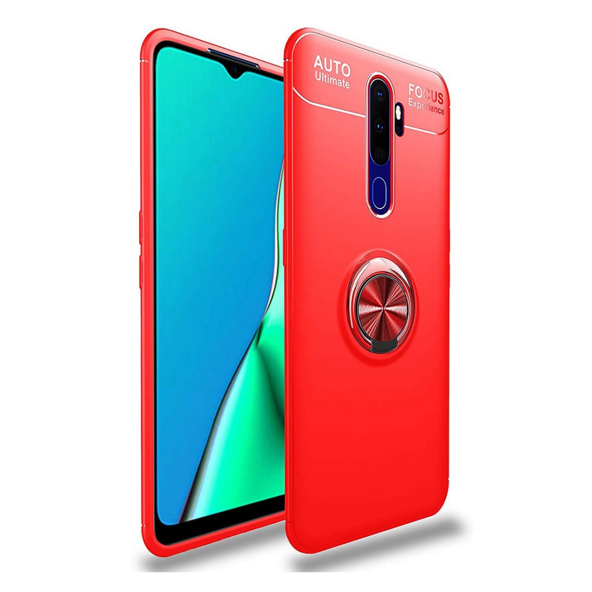 Funda Magnetica Soporte con Anillo Giratorio 360 para Realme X2 Pro Roja