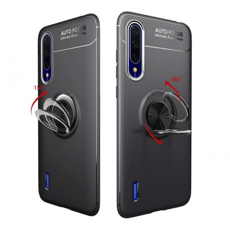 Funda Magnetica Soporte con Anillo Giratorio 360 para Xiaomi Mi 9 Lite Negra