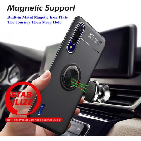 Funda Magnetica Soporte con Anillo Giratorio 360 para Xiaomi Mi 9 Lite Negra