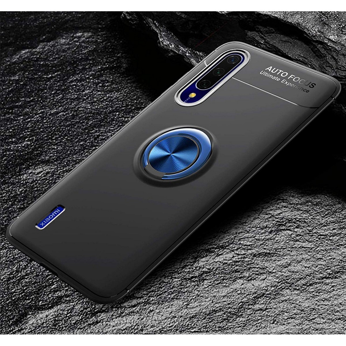 Funda Magnetica Soporte con Anillo Giratorio 360 para Xiaomi Mi A3 Negra