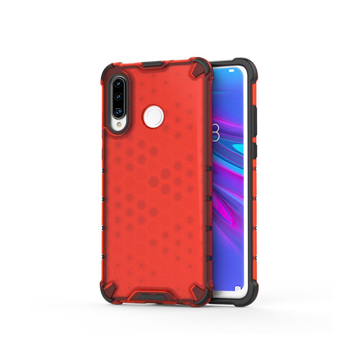 Funda Tipo Honeycomb Armor (Pc+Tpu) Roja para Huawei P30 Lite