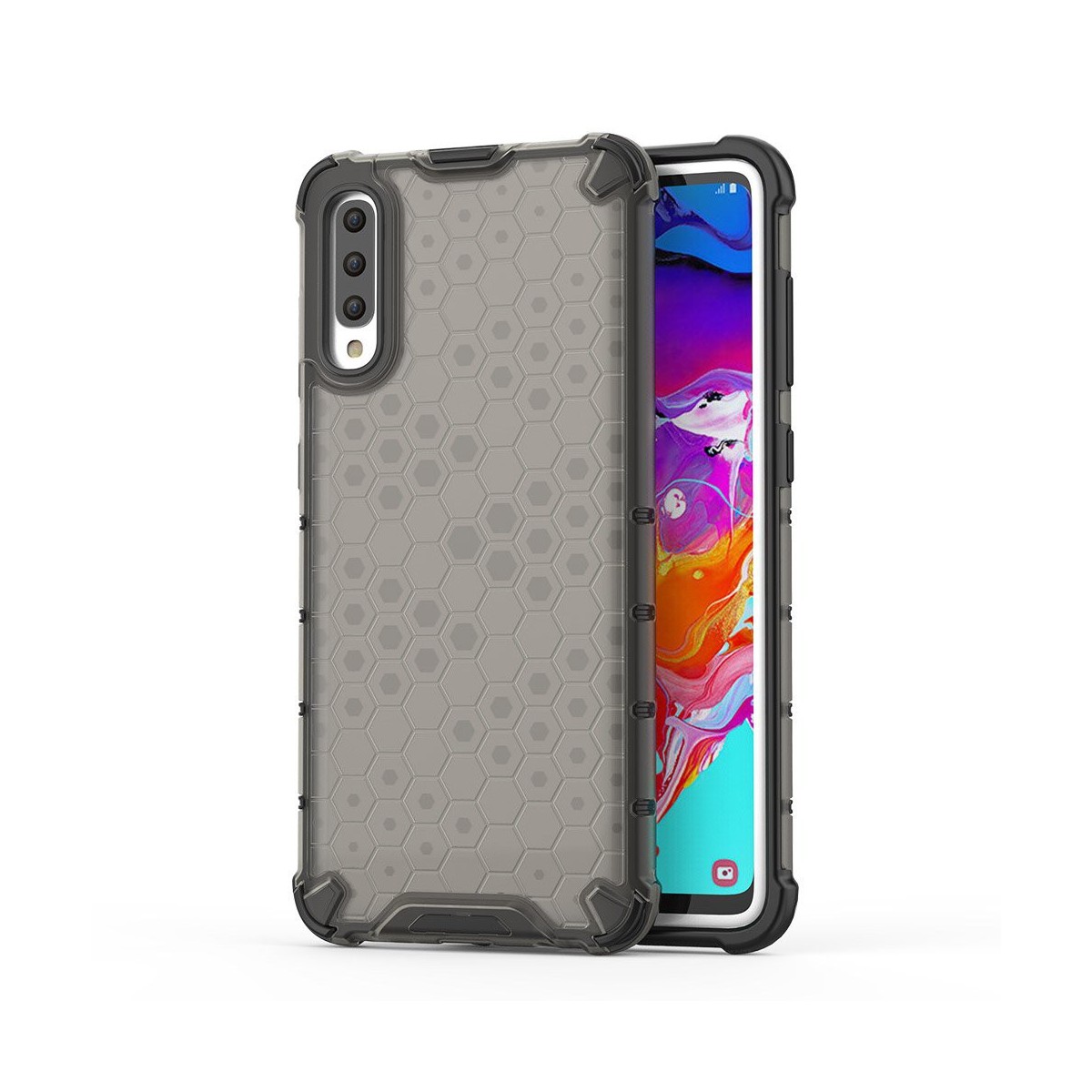 Funda Tipo Honeycomb Armor (Pc+Tpu) Gris para Samsung Galaxy A70