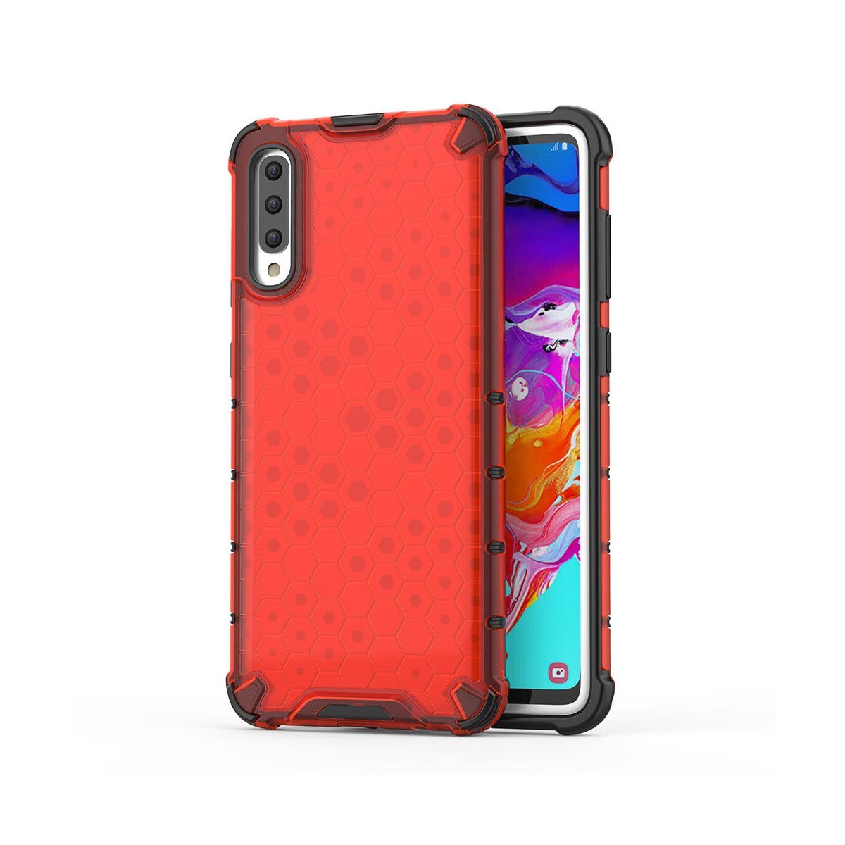 Funda Tipo Honeycomb Armor (Pc+Tpu) Roja para Samsung Galaxy A70