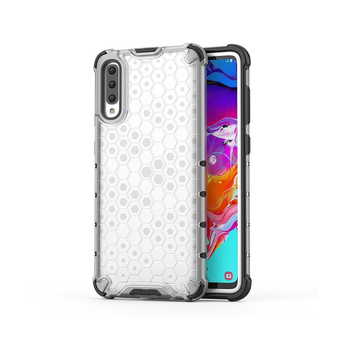 Funda Tipo Honeycomb Armor (Pc+Tpu) Transparente para Samsung Galaxy A70