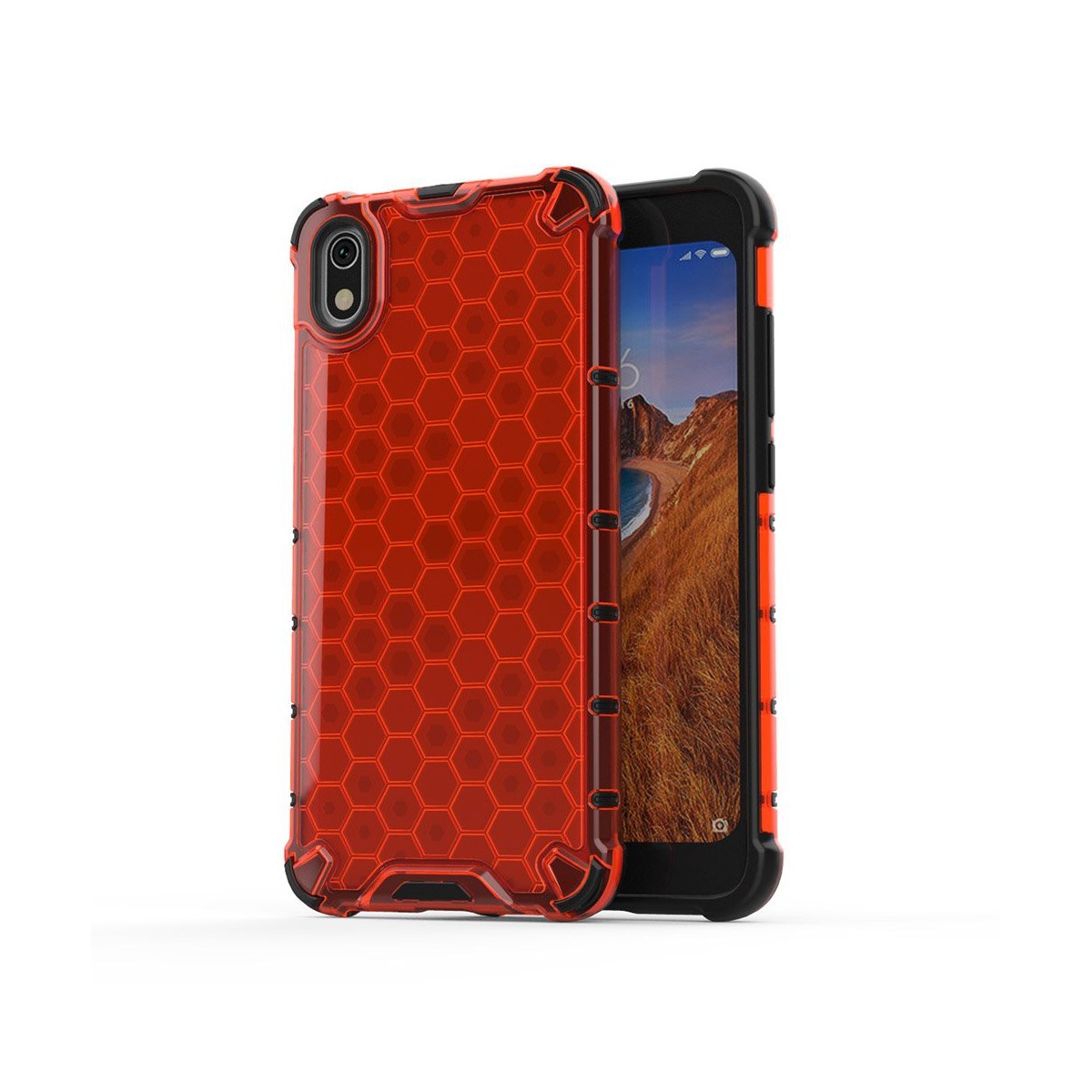 Funda Tipo Honeycomb Armor (Pc+Tpu) Roja para Xiaomi Redmi 7A