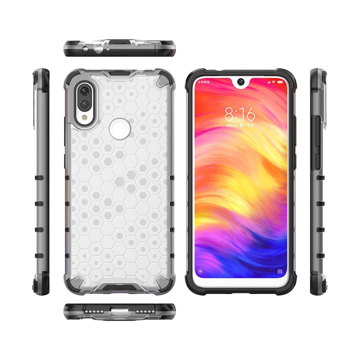 Funda Tipo Honeycomb Armor (Pc+Tpu) Transparente para Xiaomi Redmi Note 7