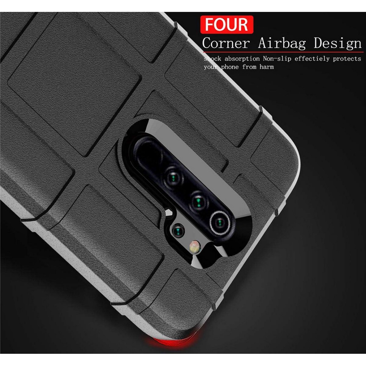 Funda Armor Rugged Shield Antigolpes para Xiaomi Redmi Note 8 Pro color Negra