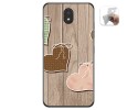 Funda Gel Tpu para Lg K30 diseño Corazones Madera Dibujos