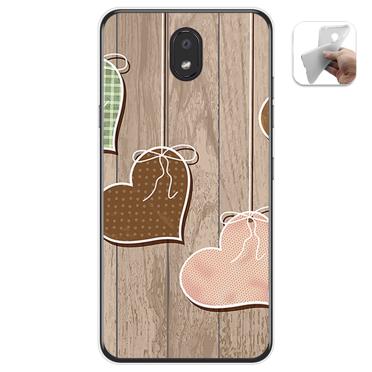 Funda Gel Tpu para Lg K30 diseño Corazones Madera Dibujos