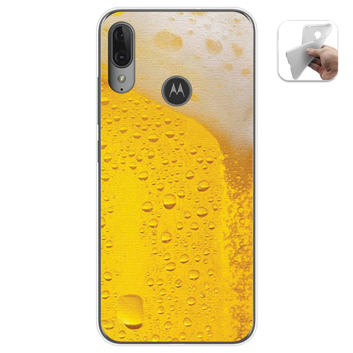 Funda Gel Tpu para Motorola Moto E6 Plus diseño Cerveza Dibujos